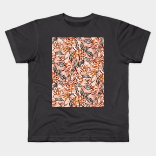 Chalk Pastel Peonies in Peach Pink Kids T-Shirt